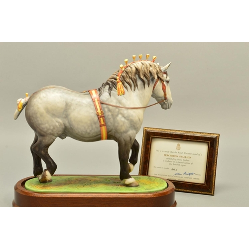 288 - A ROYAL WORCESTER LIMITED EDITION FIGURE 'PERCHERON STALLION', modelled by Doris Lindner, certificat... 