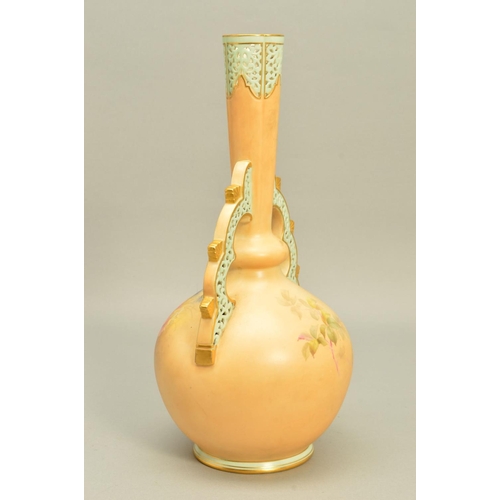 295 - A GRAINGER & CO WORCESTER TWIN HANDLED VASE, shape No.G60, reticulated decoration to the top of the ... 