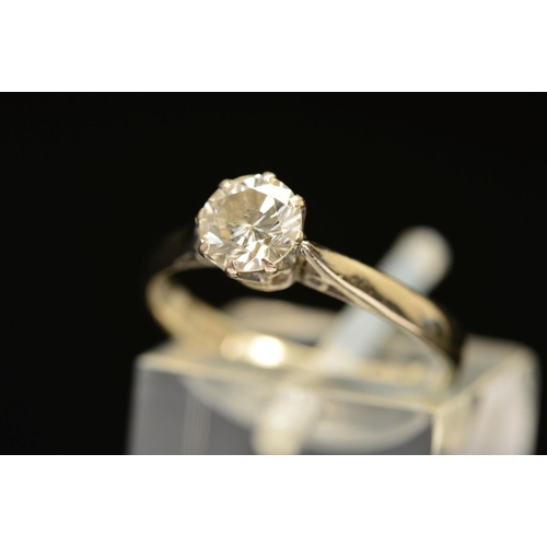 3 - A MID TO LATE 20TH CENTURY 18CT WHITE GOLD SINGLE STONE DIAMOND RING, estimated modern round brillia... 