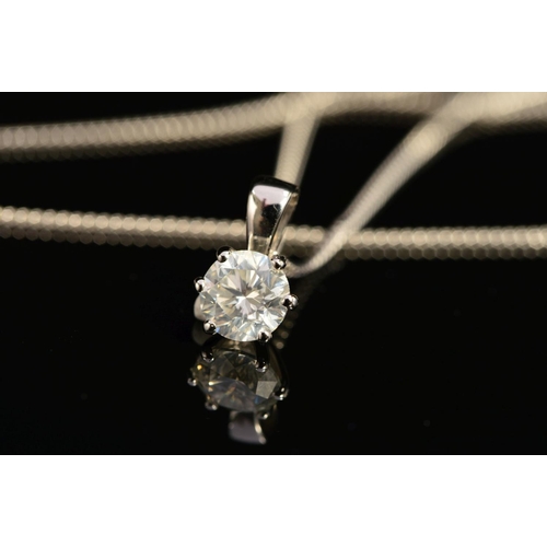 38 - A MODERN SINGLE STONE DIAMOND PENDANT, a modern round brilliant cut diamond, together with an HRD di... 