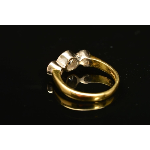 48 - AN 18CT GOLD THREE STONE DIAMOND RING, designed as three brilliant cut diamonds within collet settin... 