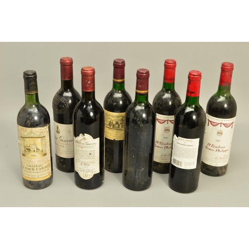 484 - EIGHT BOTTLES OF FINE FRENCH RED WINE, comprising two bottles of Chateau Giscours Margaux 1977 Grand... 