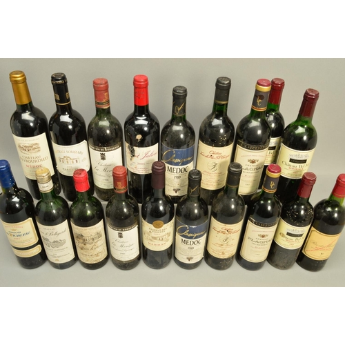 485 - NINETEEN BOTTLES OF BORDEAUX/SOUTH-WEST RED WINE, including three bottles of Chateau Bel Air 1989 Bo... 