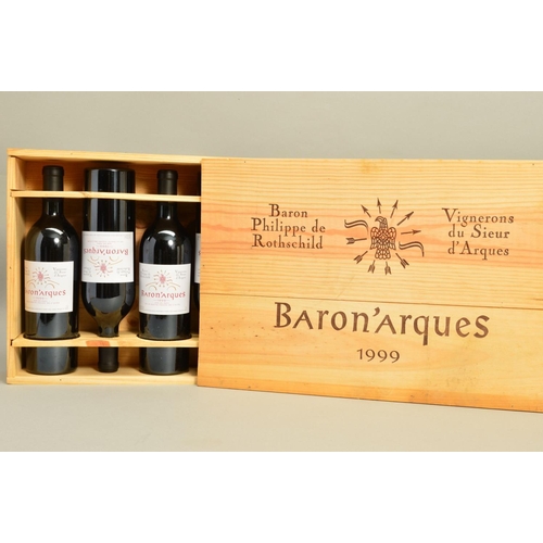 489 - A CASE OF SIX BOTTLES OF BARON PHILIPPE DE ROTHSCHILD, 'BARON ARQUES' VIGNERONS DU SIEUR D'ARQUES 19... 