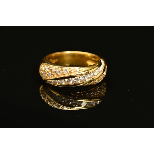 55 - A MODERN 18CT GOLD DIAMOND PAVE SET BAND RING, approximate total diamond weight 1.16ct, colour asses... 