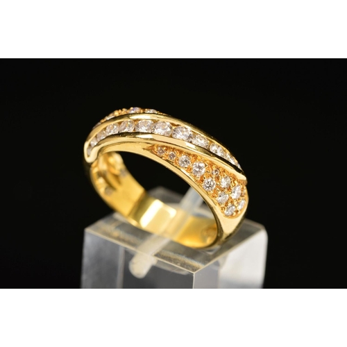 55 - A MODERN 18CT GOLD DIAMOND PAVE SET BAND RING, approximate total diamond weight 1.16ct, colour asses... 