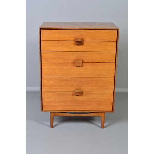 591 - IB KOFOD LARSEN, FOR GPLAN DANISH RANGE, a teak chest of six long graduated drawers with adjoining s... 