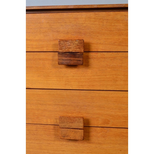 591 - IB KOFOD LARSEN, FOR GPLAN DANISH RANGE, a teak chest of six long graduated drawers with adjoining s... 