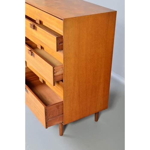 591 - IB KOFOD LARSEN, FOR GPLAN DANISH RANGE, a teak chest of six long graduated drawers with adjoining s... 