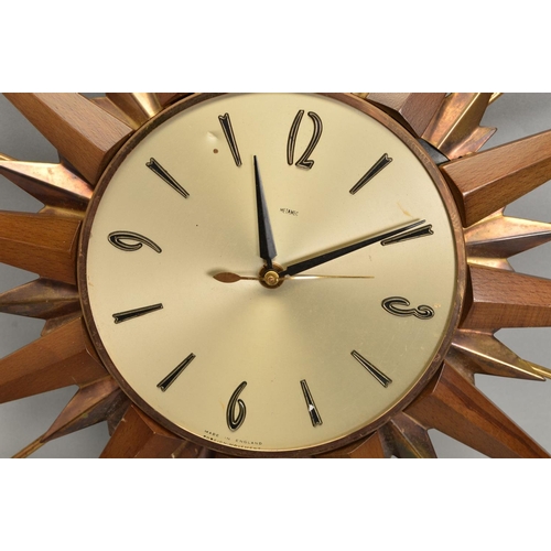 600 - A 1960S METAMEC SUNBURST CLOCK, diameter 44.5cm