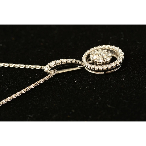 69 - A MODERN PICCHIOTTI 18CT WHITE GOLD AND DIAMOND PENDANT, centring on a round cluster, enclosed withi... 