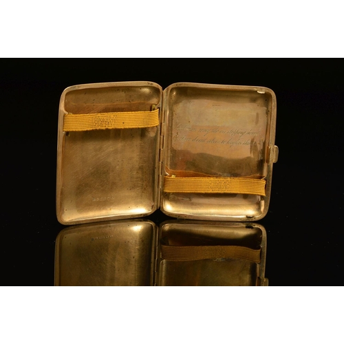 7 - AN EARLY 20TH CENTURY 9CT GOLD CIGARETTE CASE, measuring approximately 86.0mm x 71.0mm, line engrave... 