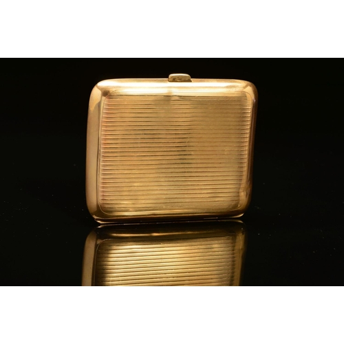 7 - AN EARLY 20TH CENTURY 9CT GOLD CIGARETTE CASE, measuring approximately 86.0mm x 71.0mm, line engrave... 