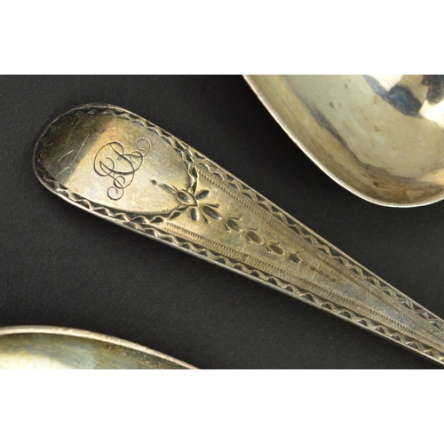 96 - A PAIR OF GEORGE III IRISH PROVINICIAL SILVER BRIGHT CUT TEASPOONS, engraved initials, stamped 'STER... 