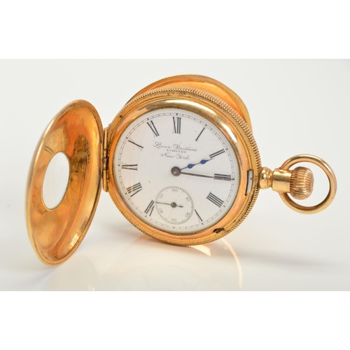 133 - A LEVER BROTHERS ROLLED GOLD POCKET WATCH measuring approximately 41.5mm in diameter, white enamel d... 