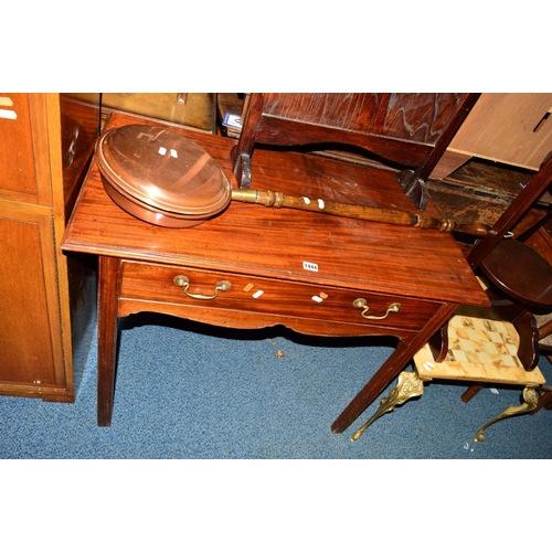 1444 - A LATE 19TH/EARLY 20TH CENTURY GEORGIAN STYLE MAHOGANY LOWBOY with a single drawer, width 91cm x dep... 