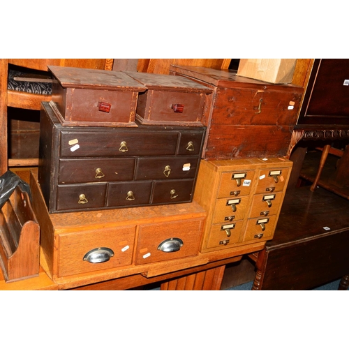 1449 - A 20TH CENTURY GOLDEN OAK SIX DRAWER FILE INDEX CABINET, width 35cm x depth 45cm x height 34cm, toge... 