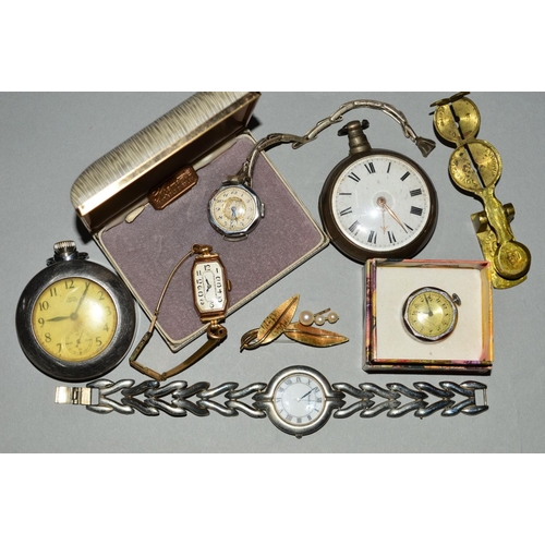 85 - A SELECTION OF WATCHES etc, to include a 1930's wristwatch with 9ct gold head and rolled gold strap ... 