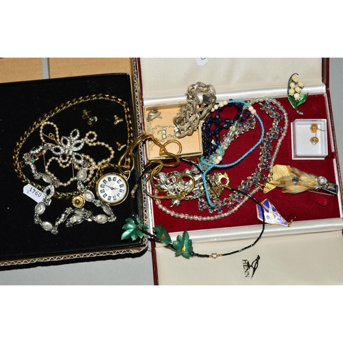 87 - A SELECTION OF COSTUME JEWELLERY to include a D'Orlan blue and green enamel necklace and matching ea... 