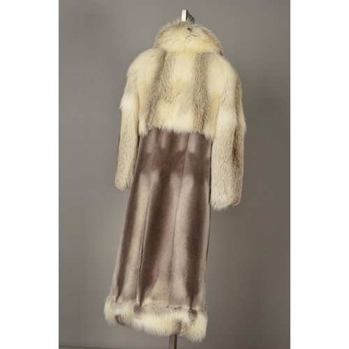 113 - YVES SAINT LAURENT RIVE GAUCHE FOX FUR FULL LENGTH COAT, with lapel collar, five hook and eye fasten... 