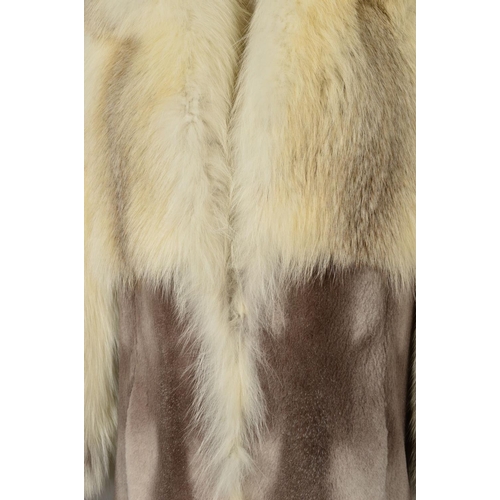 113 - YVES SAINT LAURENT RIVE GAUCHE FOX FUR FULL LENGTH COAT, with lapel collar, five hook and eye fasten... 