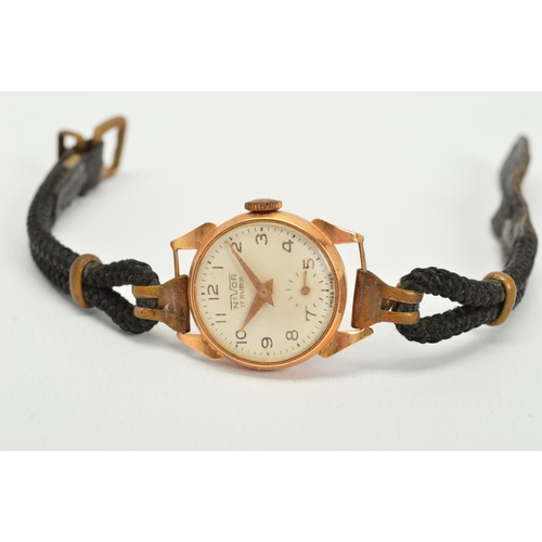 56 - AN 18CT NIVOR LADIES COCKTAIL WRISTWATCH, white Arabic dial with subsidiary seconds hand, stamped 75... 