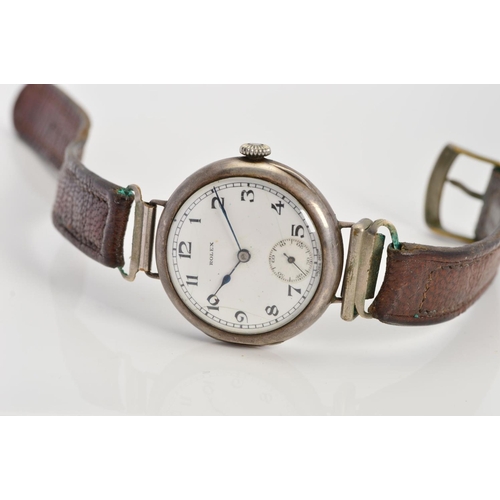 71 - AN EARLY 1920'S ROLEX WRISTWATCH, cracks to enamel Arabic dial with subsidiary seconds dial, 15 jewe... 