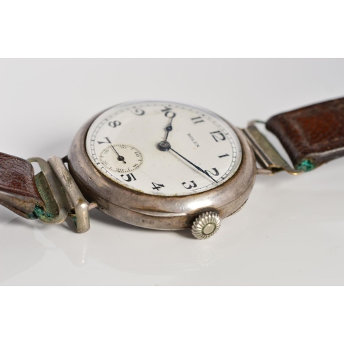 71 - AN EARLY 1920'S ROLEX WRISTWATCH, cracks to enamel Arabic dial with subsidiary seconds dial, 15 jewe... 