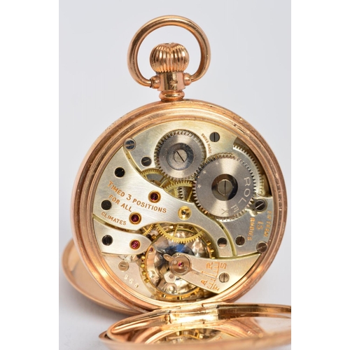 80 - A 9CT GOLD FULL HUNTER POCKET WATCH, signed Rolex, Birmingham 1932, 9ct dust cover, case number 2383... 