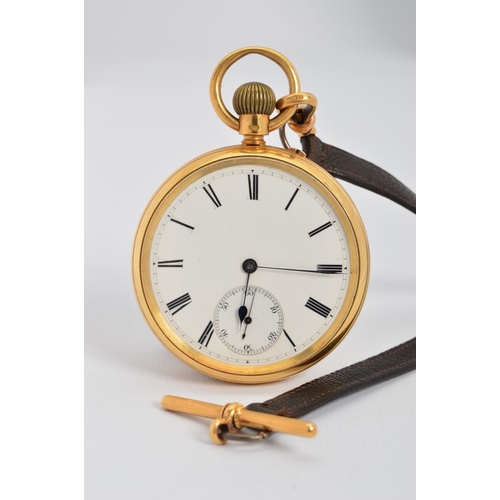 81 - AN 18CT OPEN FACED POCKET WATCH, Roman numeral, enamel dial, gold dust sheet, serial number 6289, at... 