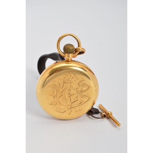 81 - AN 18CT OPEN FACED POCKET WATCH, Roman numeral, enamel dial, gold dust sheet, serial number 6289, at... 