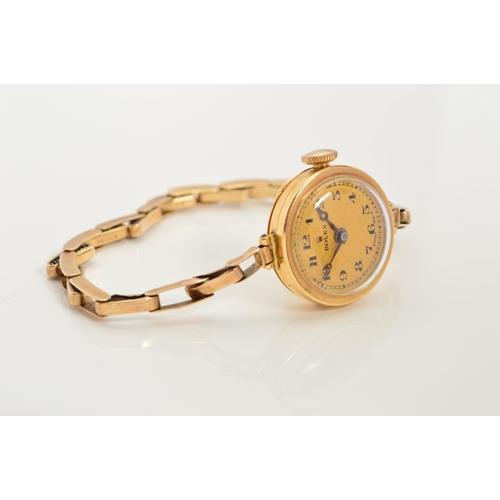 83 - AN EARLY 20TH CENTURY 18CT GOLD LADIES ROLEX WRISTWATCH, round case measuring approximately 22mm in ... 