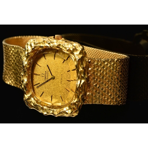 89 - AN 18CT GOLD OMEGA WRISTWATCH. Omega De Ville, from the Grima, Jeux dOr Time In Style collection,... 