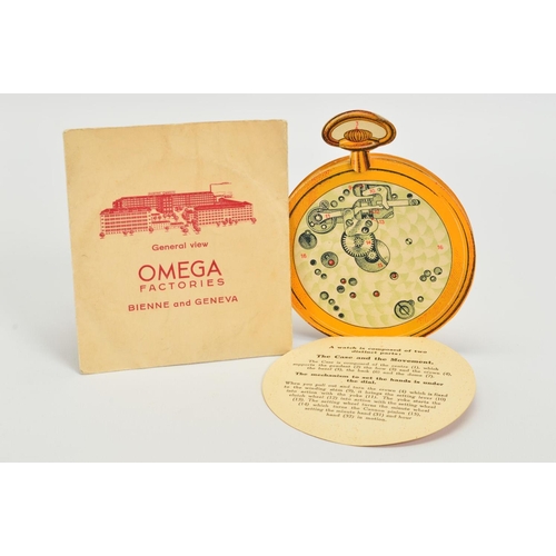 95 - AN EARLY 20TH CENTURY OMEGA POCKET WATCH MECHANISM BOOKLET, with fold out sections displaying the in... 