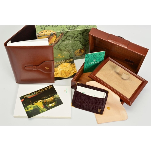 99 - A BROWN ROLEX BUCKLE DESIGN WATCH BOX, with a watch tray insert, serial number 71.00.01, leather car... 