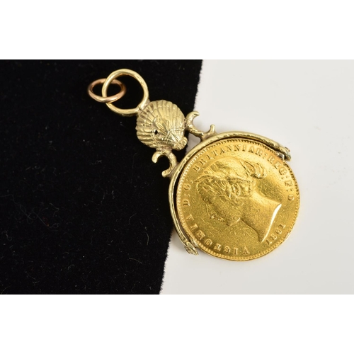 105 - A SYDNEY MINT HALF SOVEREIGN PENDANT, the half sovereign for 1861, suspended from a swivel mount wit... 
