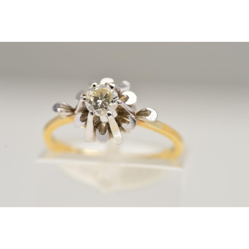 148 - AN 18CT GOLD SINGLE STONE DIAMOND RING, designed with a round brilliant cut diamond in a six claw se... 