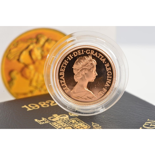 328 - A 1982 CASED FULL PROOF GOLD SOVEREIGN, with certificate of authenticity from the Royal Mint