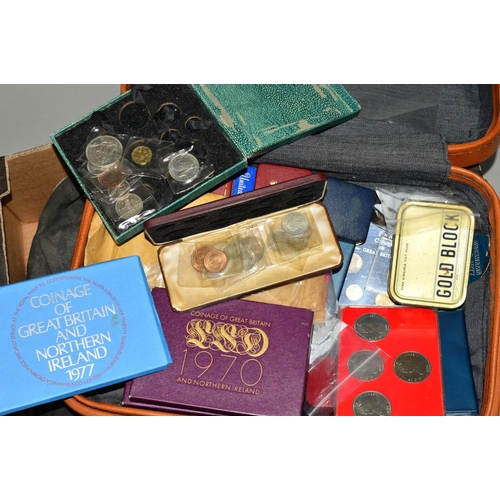 344 - A LARGE COIN COLLECTION, containing cases, bags and tins with albums and tray of World coins, to inc... 