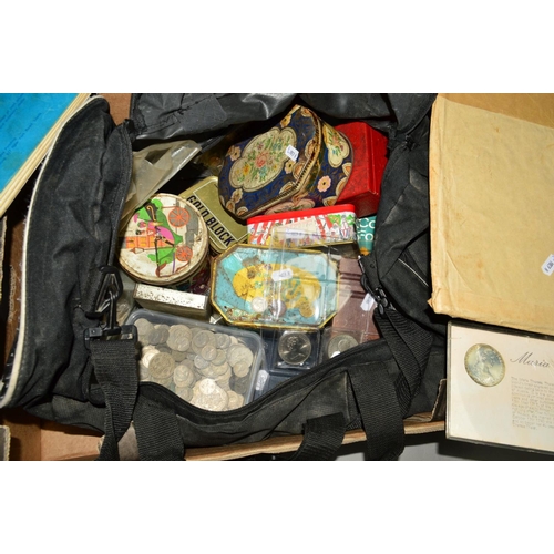 344 - A LARGE COIN COLLECTION, containing cases, bags and tins with albums and tray of World coins, to inc... 