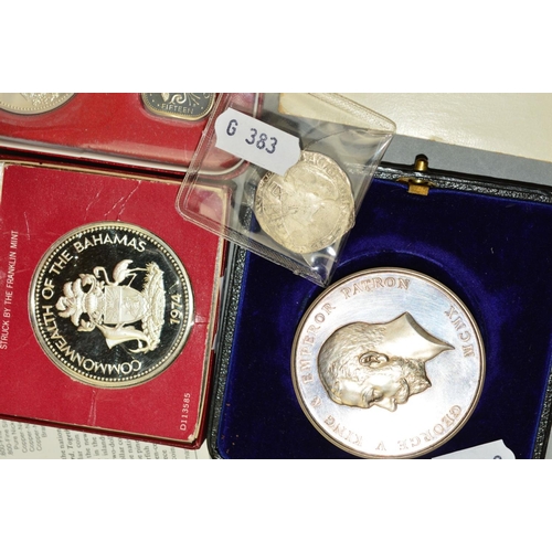 355 - A SMALL BOX CONTAINING A PROOF SET OF COINS FROM THE BAHAMAS 1974, to include four of the proofs in ... 