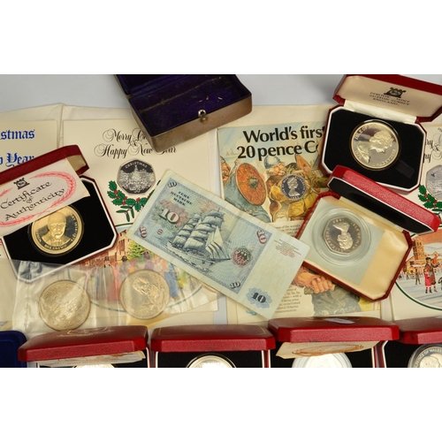 356 - A SHOE BOX OF MOSTLY ISLE OF MAN COINAGE, to include many silver proofs E.G, 1980 Stagecoach, 1979 D... 