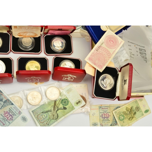 356 - A SHOE BOX OF MOSTLY ISLE OF MAN COINAGE, to include many silver proofs E.G, 1980 Stagecoach, 1979 D... 