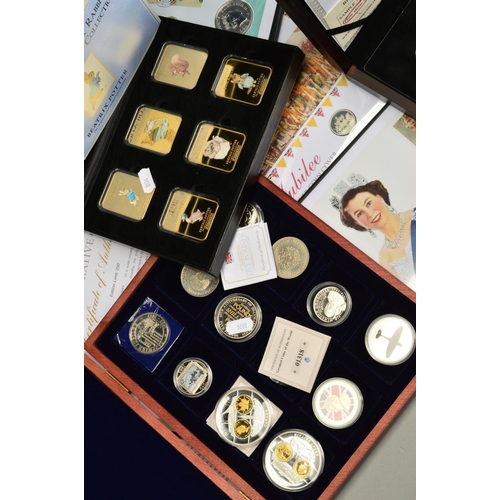 364 - A LARGE BOX OF COINS AND COMMEORATIVES, to include two albums of coins and stamp covers with coins f... 