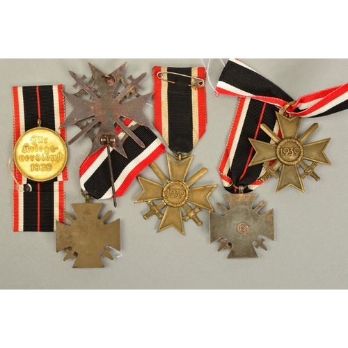 374 - A NUMBER OF GERMAN WWII 3RD REICH MEDALS, as follows, War Merit medal, very small ring has been re-a... 