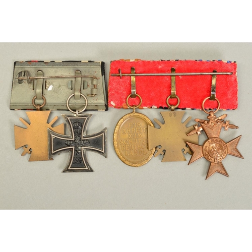 376 - TWO MOUNTED MEDAL GROUPS, featuring WWI/WWII medals as follows, 1860 Bavarian medal of Honour in bro... 