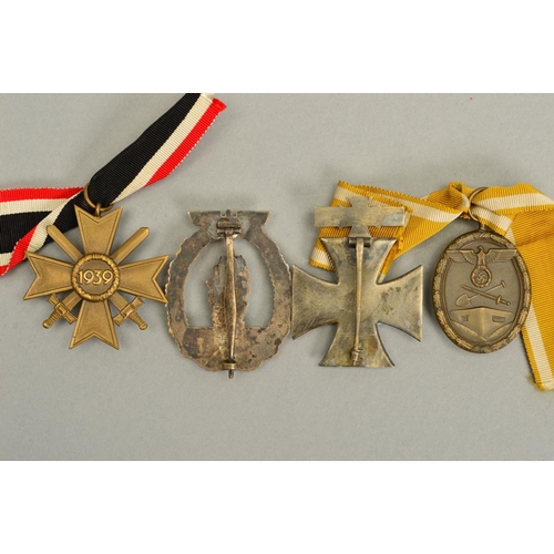 393 - FOUR GERMAN MEDALS/COMBAT BADGES SPANNING BOTH WWI/WWII, Minesweeper-Sub chaser and Escort Vessel Co... 