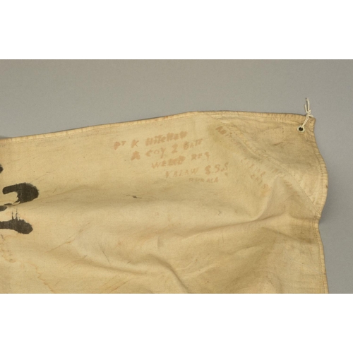 399 - A WWII ERA IMPERIAL JAPANESE 'GOOD LUCK' FLAG, 'Yosegaki Hinomaru' measuring approximately 120cm x 9... 