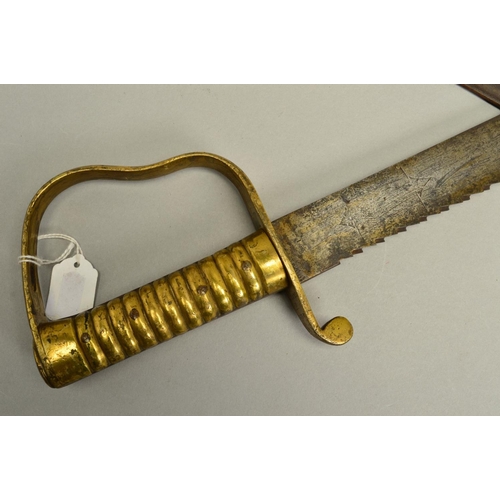 406 - A VICTORIAN ERA 1856 PATTERN 'PIONEER SWABACK' SHORT SWORD, faint makers marks for Birmingham, also ... 