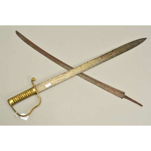 406 - A VICTORIAN ERA 1856 PATTERN 'PIONEER SWABACK' SHORT SWORD, faint makers marks for Birmingham, also ... 